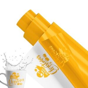 EPRCUT Glossy Yellow Permanent Adhesive Vinyl - 12" x 50 FT Vinyl Roll